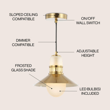 Colin Adjustable Iron/Glass Retro Hurricane LED Pendant
